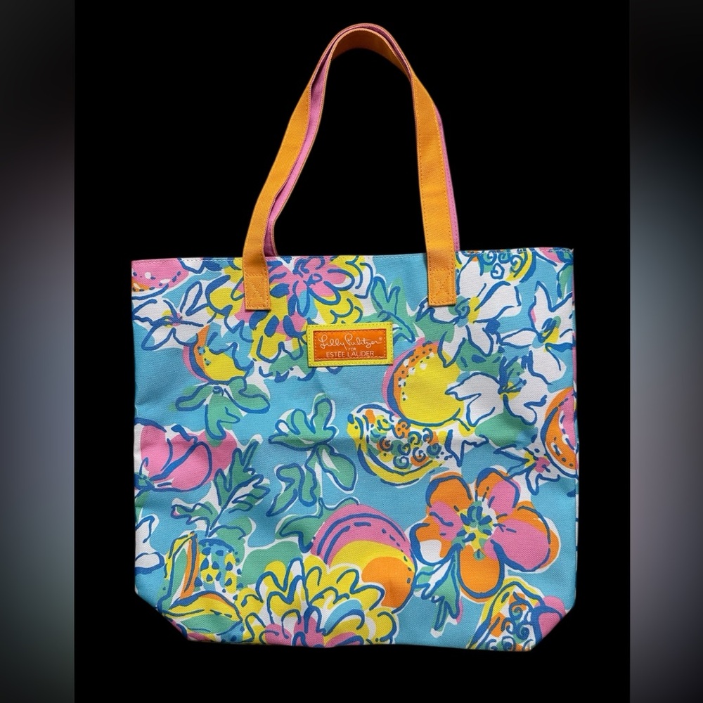 Lilly Pulitzer x Estee Lauder Summer Tropical Tote Bag In Bright Neon Colors